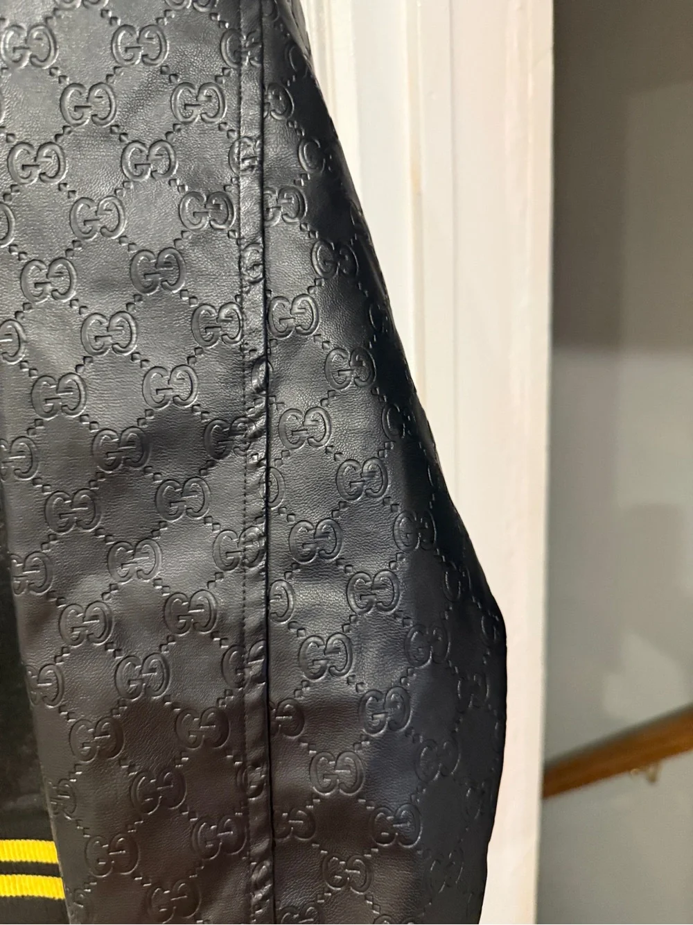 Gucci Black and Bright Yellow Letterman Jacket